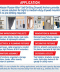 Heavy Duty Self Drilling Drywall Anchors And Zinc Anchor Kits With Carbon Steel Screws No Sweat Setup Hella Tough Hold For Hollow Walls And Plasterboard 75 Lbs Capacity Drywall Repair Kit Set application examples image showing various uses and projects.