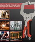 Two Pack 11 Inch C Clamp Set with Locking Jaws Heat Treated Chrome Plated Alloy Steel for Heavy Duty Home Workshop Use