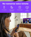 Next Level HD Media Stick Player With Clutch Voice Remote for easy TV control and voice search in living room setting.