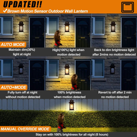 2 Pack Motion Sensor Outdoor Lights With Dusk To Dawn Sensor Oil Rubbed Bronze Waterproof Wall Sconces settings illustration