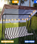 LED Lighted Patio Swing Canopy Replacement Top Waterproof 2-3 Seat Shade Awning Cover For Garden Outdoor Brown 76.8 By 48.4 Inch Weatherproof Durable Fabric With Night Lighting Ambiance