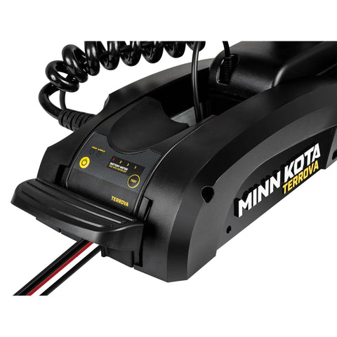 Control panel of Dope Freshwater Bow Mount Electric Trolling Motor With GPS Spot Lock And Mega Down Imaging, featuring battery meter.