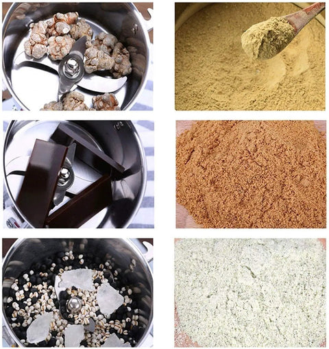 Stainless Steel Grain Mill Grinder For Home And Commercial Use, Superfine Powder Machine, used to grind herbs, spices, and cereal.