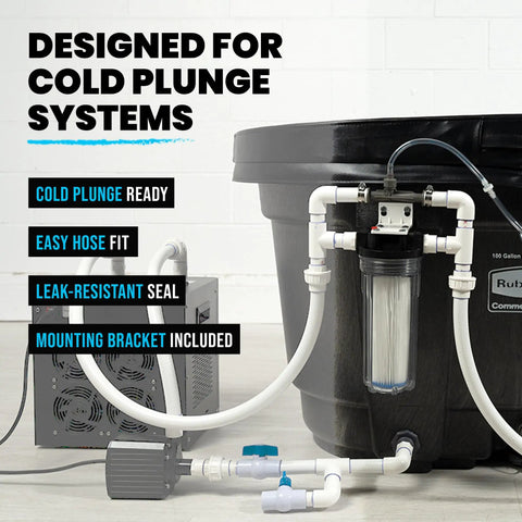 Grab This Cold Plunge Water Filter System With A Rugged Ten Inch Housing And Dual Fifty Micron Sediment Scaler For Crisp Ice Baths And Rust Free Whole Home Hydration Vibes setup with hoses and mounting bracket shown.