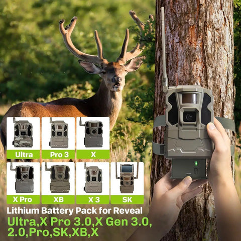 Kickass Rechargeable Lithium Ion Batteries With Four Port Quick Charger Built For Reveal Trail Cameras Ultra X Gen 3 Pro XB Fit the Bill Power Bundle, battery pack and deer.