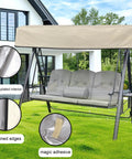 Swing Canopy Replacement Cover For Outdoor Porch And Patio 64.57 By 44.89 By 5.9 Inches Waterproof Windproof Sunshade Beige Easy Swap For Garden Hammock Chair Courtyard Swing shown with features such as silver-plated interior and refined edges.