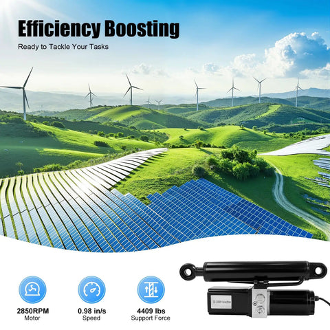 Heavy Duty 8 Inch Stroke Electric Linear Actuator 12V 500W Hydraulic Cylinder Handles 4409 Pounds With Zero Sweat For Dump Trailers And Solar Tracking Systems on solar field.