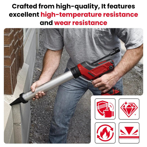 Heavy Duty Replacement Plunger Piston And Screw Kit For 10 Oz Caulking Gun, shown in use, featuring aluminum and heat-resistant materials.