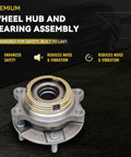 Front Wheel Bearing And Hub Assembly Pair For Infiniti AwD Models With 5 Lug Bolt Pattern And Abs Sensor, detailed view.