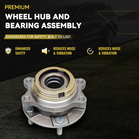 Front Wheel Bearing And Hub Assembly Pair For Infiniti AwD Models With 5 Lug Bolt Pattern And Abs Sensor, detailed view.