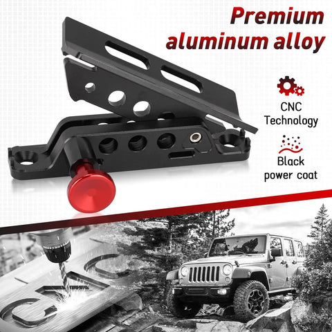 Universal Quick Release Roll Bar Fire Extinguisher Mount Bracket One Hand Grab Feature For Offroad Vehicles in black aluminum alloy.