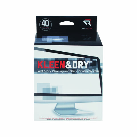 Two Step Screen Kleen Wet And Dry Cleaning Wipes For Monitors And TVs 5 X 5 Inch 40 Per Box Ultra Saturated Wet Wipe Neutralizes Static And Wipes Dust And Oil Dry Cloth Polishes To Streak Free Clarity packaging