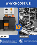 Beast Mode 30 Inch Tool Storage Cabinet With Lockable Drawers And Smooth Rolling Casters Ultimate Garage Locker against cluttered workspace.