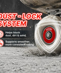 Precision 608 Skateboard Bearings With Red Rubber Seals Roll Clean On Rough Asphalt High Load Cage Takes Gnarly Landings Smooth As Butter Built Tough For Street Sessions Eight Pack on skateboard wheel with dust-lock system.