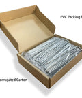 Heavy Duty 100 Pack 6 Inch 11 Gauge Galvanized Garden Staples U Shaped Landscape Pins in a cardboard box