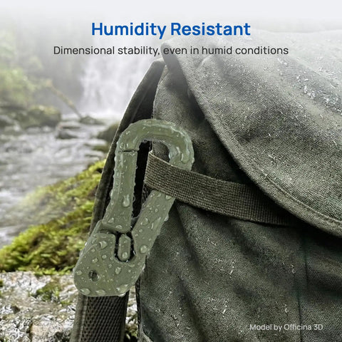 Close-up of humidity resistant feature on backpack made from Absolute Beast Pet G F 3D Printer Filament With Fifteen Percent Glass Fiber In ODG Olive Green One Kilogram Spool.