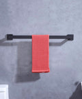 2 Pack Matte Black 24 Inch Stainless Steel Bathroom Towel Bar Set Wall Mount Towel Rack Hanger with red towel