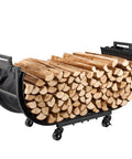 Heavy Duty Outdoor Firewood Rack 32 Inch Log Holder With Rustproof Tubular Steel Construction High Capacity Rock Solid Firewood Stand
