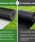 Comparison of non-woven fabric vs PP material fabric for Heavy Duty Weed Barrier Landscape Fabric For Gardens And Yards Nonwoven Polypropylene Ground Cover Eco Friendly And Durable Weed Control Mat Green Black Design Easy Install 3x30 Ft
