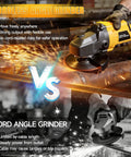 Hardcore Cordless Angle Grinder 4 Inch Smooth Operator Compatible With Dewalt 20V Max Batteries For Steel Fabrication And Home Renovation Jobs No Fuss Tool Only Sweet Finish in action cutting metal.
