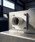 Close-up of Heavy Duty Steel Dryer Equipment Outlet Fitting Flange with Anti Slip Base Support for industrial discharge.