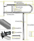 Top Tier Stainless Steel Toilet Grab Bar measuring 600 mm long with detailed dimensions for bathroom safety and support.
