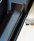 Heavy Duty Sliding Door Pulley Wheel With Adjustable Track Roller For Slick Silent Glide Operation, close-up of stainless steel track and wheel.