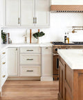 Modern kitchen with Black And Gold T Bar Cabinet Knobs Set 10 Pack For Kitchen Cabinets And Dressers with stainless steel handles