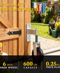 Heavy Duty 6 Inch Gate Wheels Built Tough And Glide Smooth Without A Hitch Double Ball Bearing Casters For Wooden Or Metal Backyard Gates Polymer Rollers 1 Pack mounted on wooden gate with rubber wheel