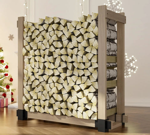Heavy Duty Firewood Log Storage Brackets Set With Adjustable Length For Indoor And Outdoor Fireplace Wood Holder Rust Proof