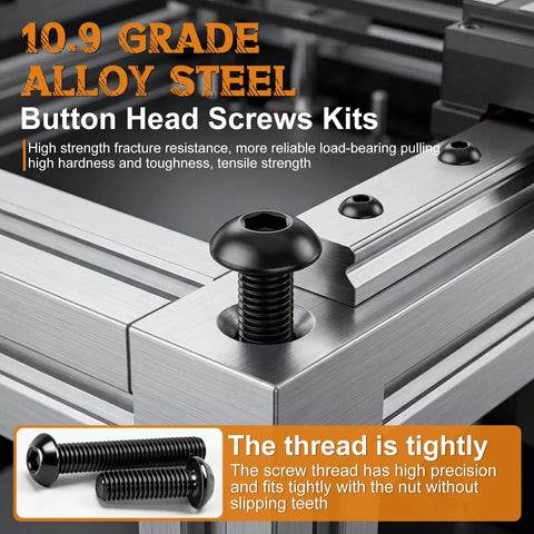 Top Shelf Metric Hex Socket Button Head Bolt Assortment Kit With M2 M3 M4 M5 Sizes offers a 10.9 grade alloy steel screw kit for strong assembly.