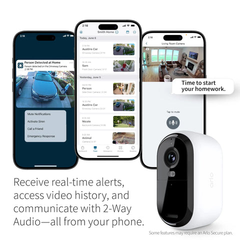 Outdoor Wireless Security Cameras Bundle With 2K Video, Battery Powered Two Camera System person recognition app interface