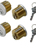 Commercial Storefront Mortise Cylinder Lock Kit 4 Pack Satin Chrome Silver Finish Solid Brass Core Pro Grade Anti Corrosion Long Lasting Sturdy Lock Cylinders With Matching Keys Compatible With Adams Rite Kawneer Vistawall Deadbolts