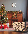 Built Tough Dope Firewood Rack For Indoor And Outdoor Use 31 Inch Log Holder With Adjustable Feet in living room by Christmas tree.