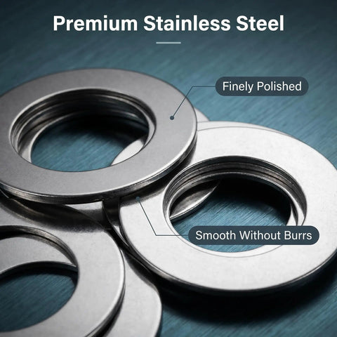 Top Shelf M8 Steel Shim Washers Set Eighty Pieces Precision Ultra Thin Spacers For Electronics And Scale Model Assembly Tough Hardware With Slick Finish Nailed It, finely polished stainless steel washers.