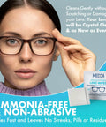 Medica Premoistened Lens Wipes package (100 wipes) for glasses and devices; ammonia-free, non-abrasive.