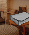 3 Pack Underbed Storage Bags Fabric Foldable Clothes Organizer Non Woven Material on a table in a cozy room setting.