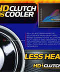 Upgraded PTO Clutch With Big Bearing And Billet Pulley Pumping 150 Ft Lbs Of Raw Torque To Beat Slippage and display graphic showing cooler HD clutch performance.
