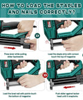 Step-by-step guide to load staples and nails into Cordless Electric Brad Nailer And Staple Gun for Upholstery And Woodworking