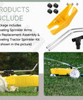 Traveling Sprinkler Arms Tee Replacement Kit And Traveling Tractor Sprinkler Set For Nelson And Orbit Compatible Lawn Watering System with no rust aluminum parts shown on grass.