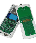 Inside view of Heavy Duty Digital Force Gauge 50 Pound Capacity showing circuit board and components for tension testing.