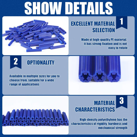 200 Pcs 5/16 Inch Blue Plastic Screw Anchors 2 Inch Length For Drywall Hollow Walls Concrete Tile Cement And Other Surfaces Expanding Plastic Anchors For Secure Fastening Ideal For Stud Walls And Masonry On Drywall Tile Cement Board And Other Surfaces details image showing high-quality PE material and anchor size options