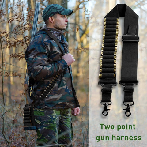 Two Point Shotgun Sling For 12 Gauge With 15 Round Capacity and 8 Round Butt Stock Premium Quick Detach Tactical Strap shown in use