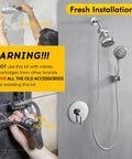 Shower Faucet System With Rain Shower Kit And High-Pressure Handheld Head 2-In-1 Dual Valve Trim Chrome shown installed in bathroom