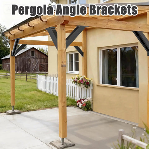 Beefy 45 Degree Angle Support Brackets Kit, 8 Pcs Heavy Duty Steel Pergola Brackets For Wood Posts, Perfect For Pergolas, Gazebos, Patios, Treehouses, All Weather, Powder Coated, Easy Install