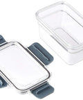 Tritan Plastic Food Storage Containers With Airtight Locking Lids That Seal Super Tight And Leak Proof For Easy Meal Prep And Storing Leftovers In A Handy 22 Piece Clear Set, showing clear container and lid.