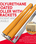 Polyurethane Coated Roller And Bracket Set For Conveyor And Kayak Systems 1.5 Inch Diameter 16 Inch Overall Length Heavy Duty 2 Pack