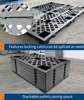 4 Pack Plastic Pallet With Perforated Ventilated Grid, Modular Stackable Tray, Beefy 2200 Lb Capacity Forkliftable For Garage