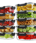10 Glass Meal Prep Containers Set With Locking Lids, Borosilicate Glass Food Storage, Airtight And Leak Proof, 20 Piece Lunch Bento Box