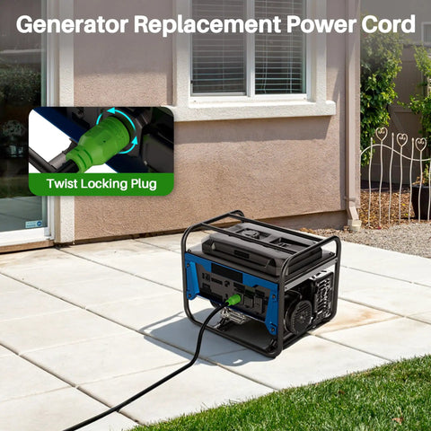Heavy Duty Nema L6 30 Twist Lock Extension Cord 20 Foot Generator Power Cable 30 Amp connected to a generator.